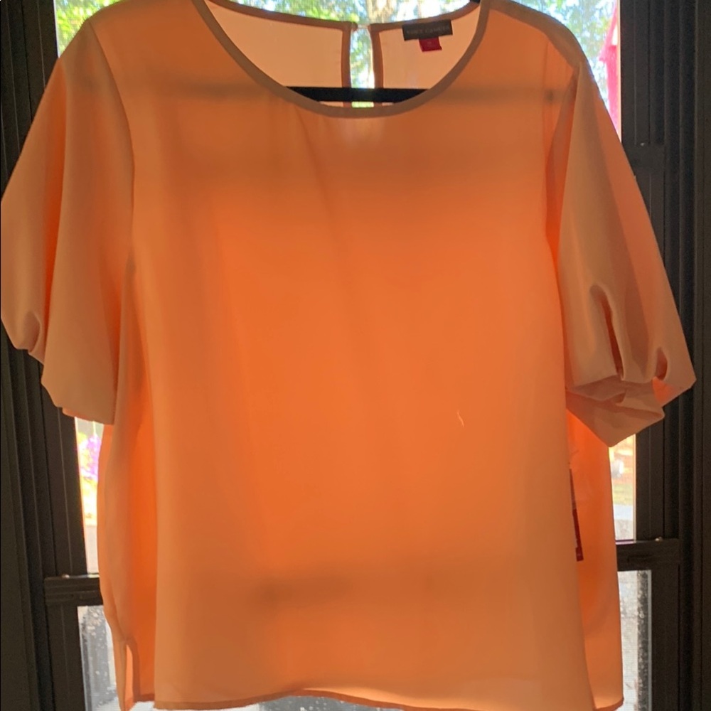 Vince Camuto Orange Puff Sleeve Boxy Blouse